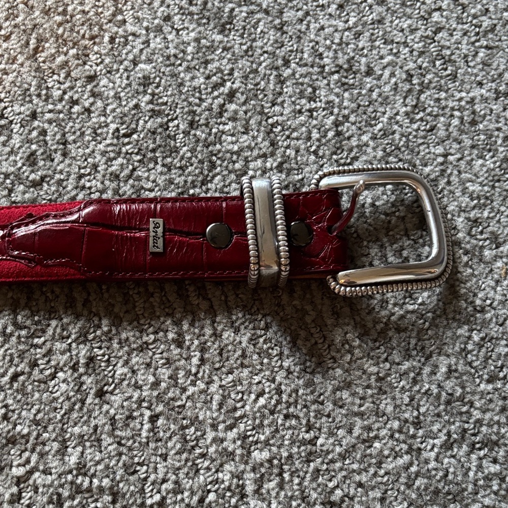 Ariat Red Leather Belt with Silver Buckle